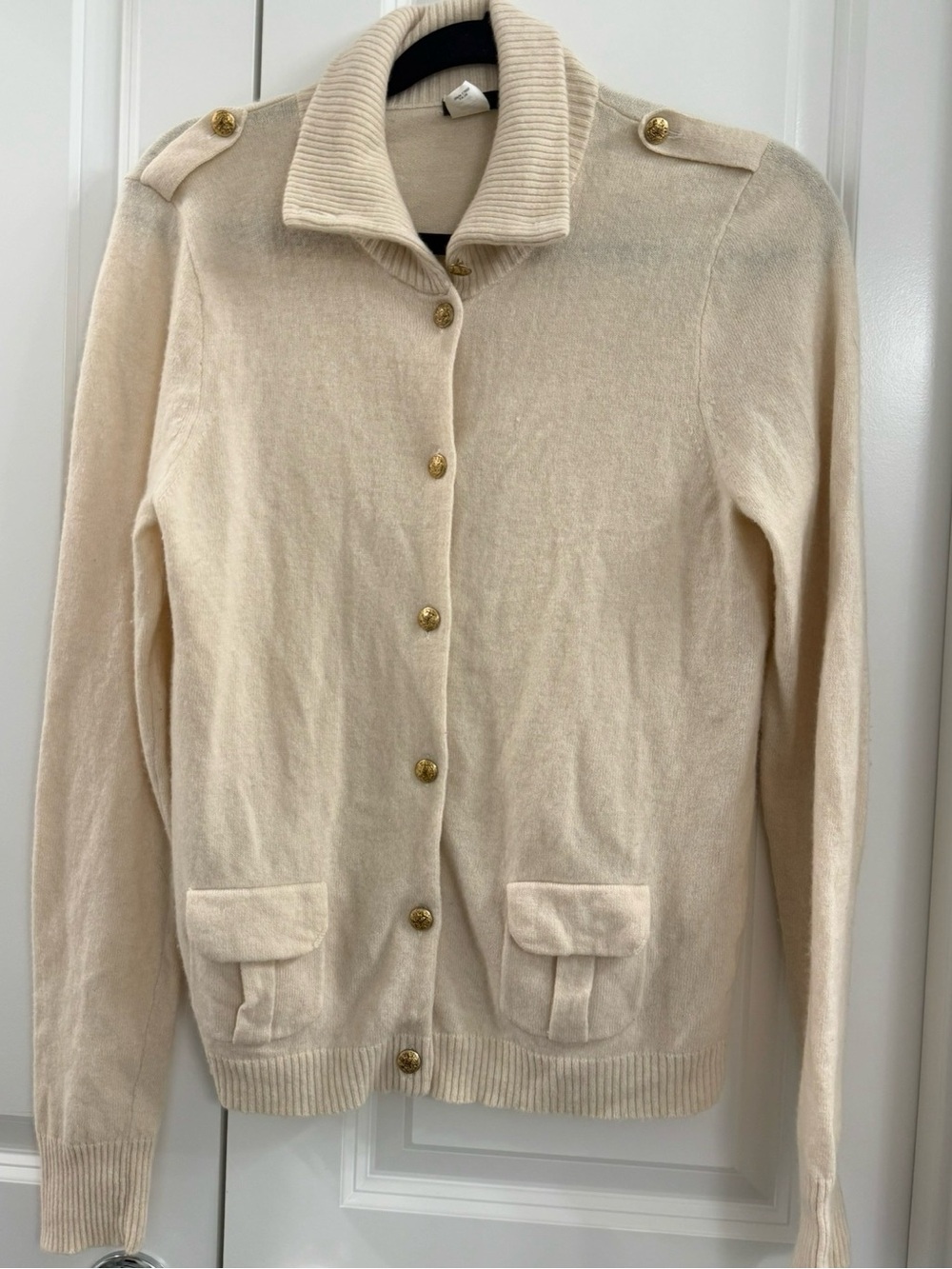 J. Crew Cream Button-Front Women's Sweater Cardigan Wool Cashmere Blend Comfort